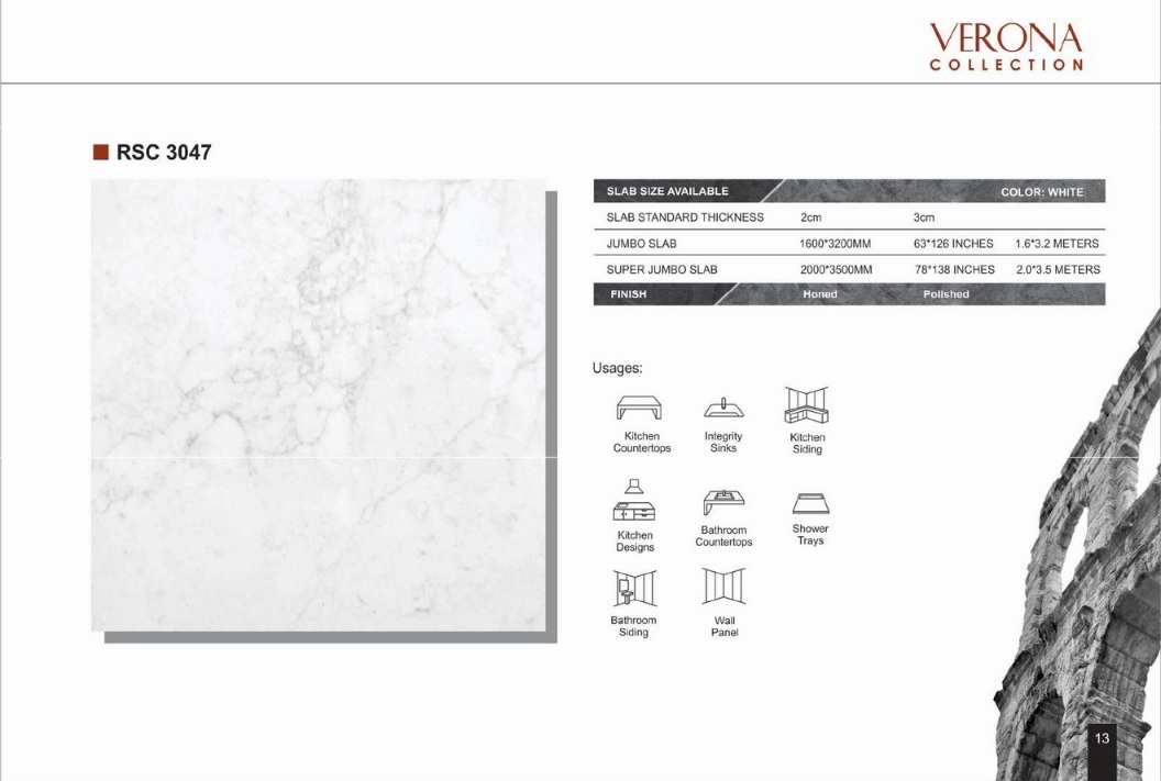 Thông Số Kỹ Thuật Đá Nhân Tạo Thạch Anh (Quartz Stone) RSC 3047