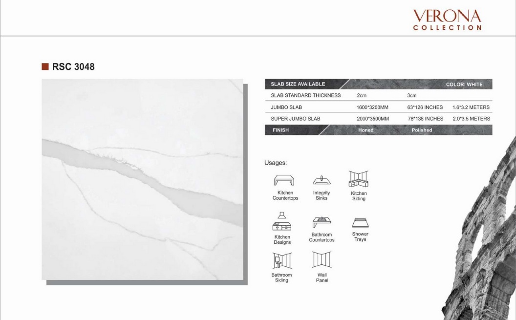 Thông Số Kỹ Thuật Đá Nhân Tạo Thạch Anh (Quartz Stone) RSC 3048